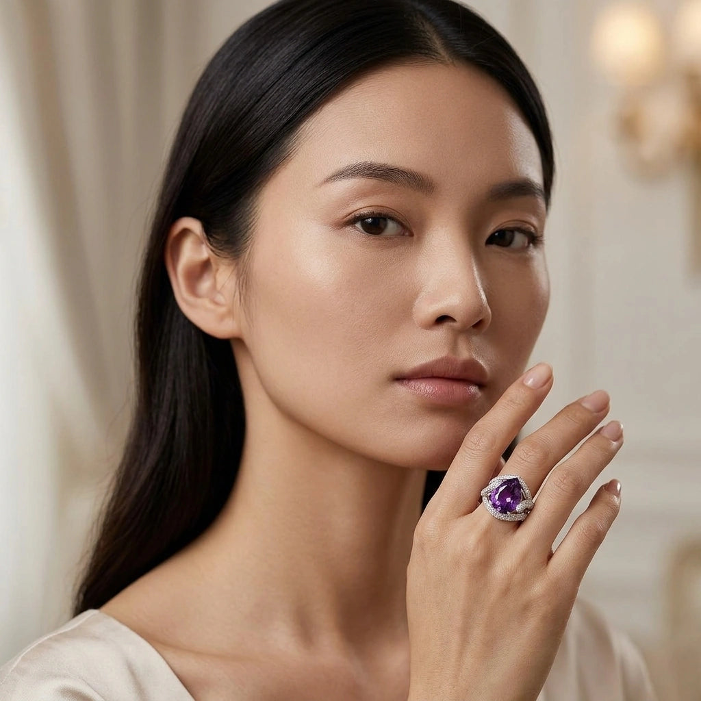 Amethyst & Diamond Cocktail Ring - K.S. Sze & Sons