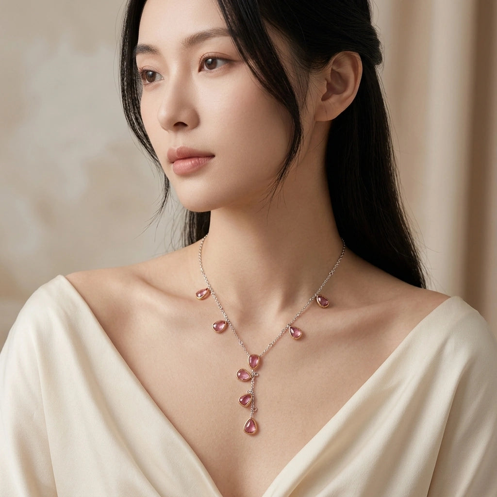 Pink Sapphire & White Diamond Necklace - K.S. Sze & Sons