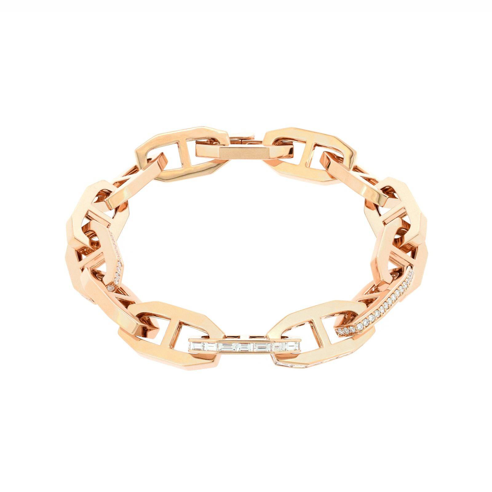 Chunky Rose Gold, Diamond Link Bracelet - K.S. Sze & Sons