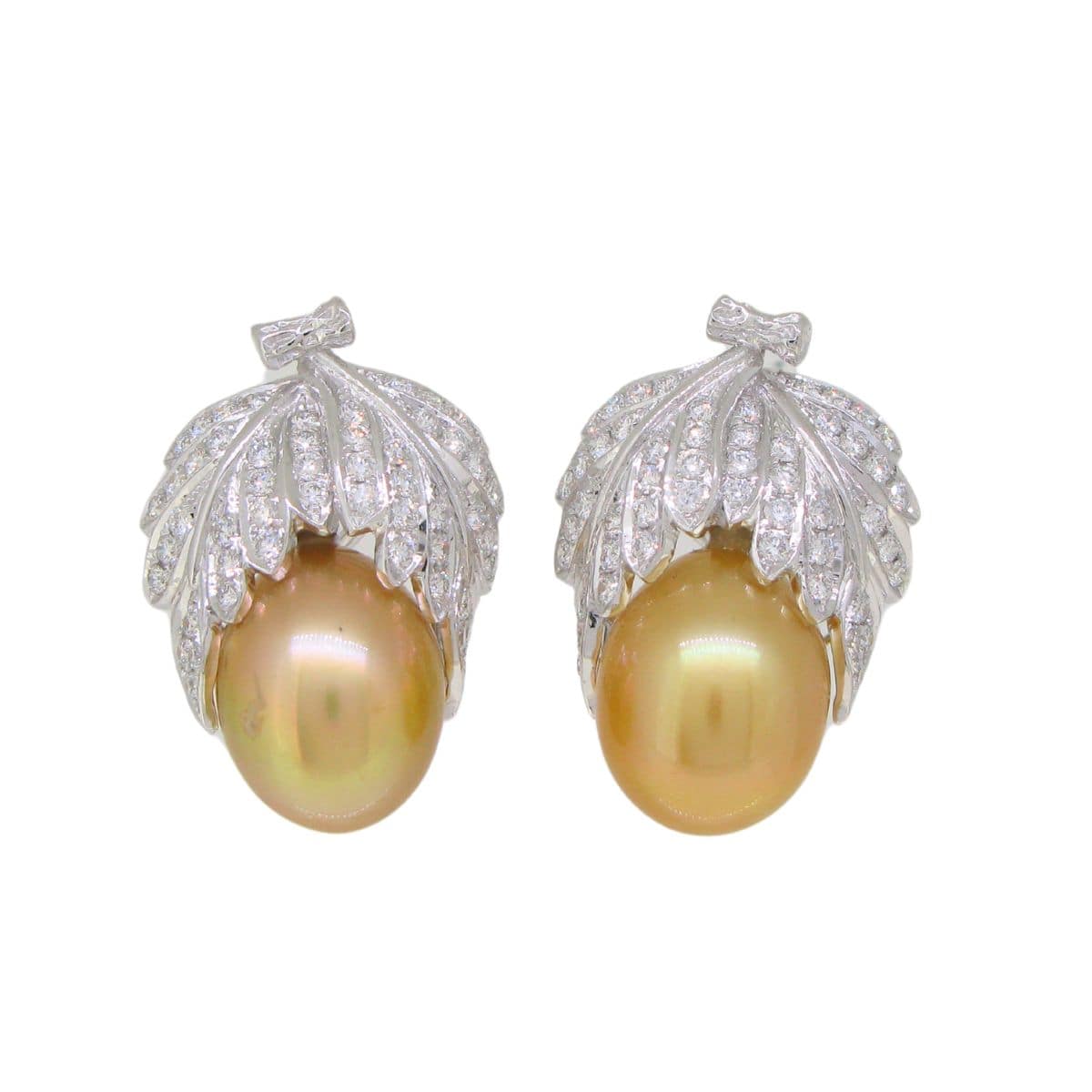 Golden Pearl Acorn Earrings - K.S. Sze & Sons