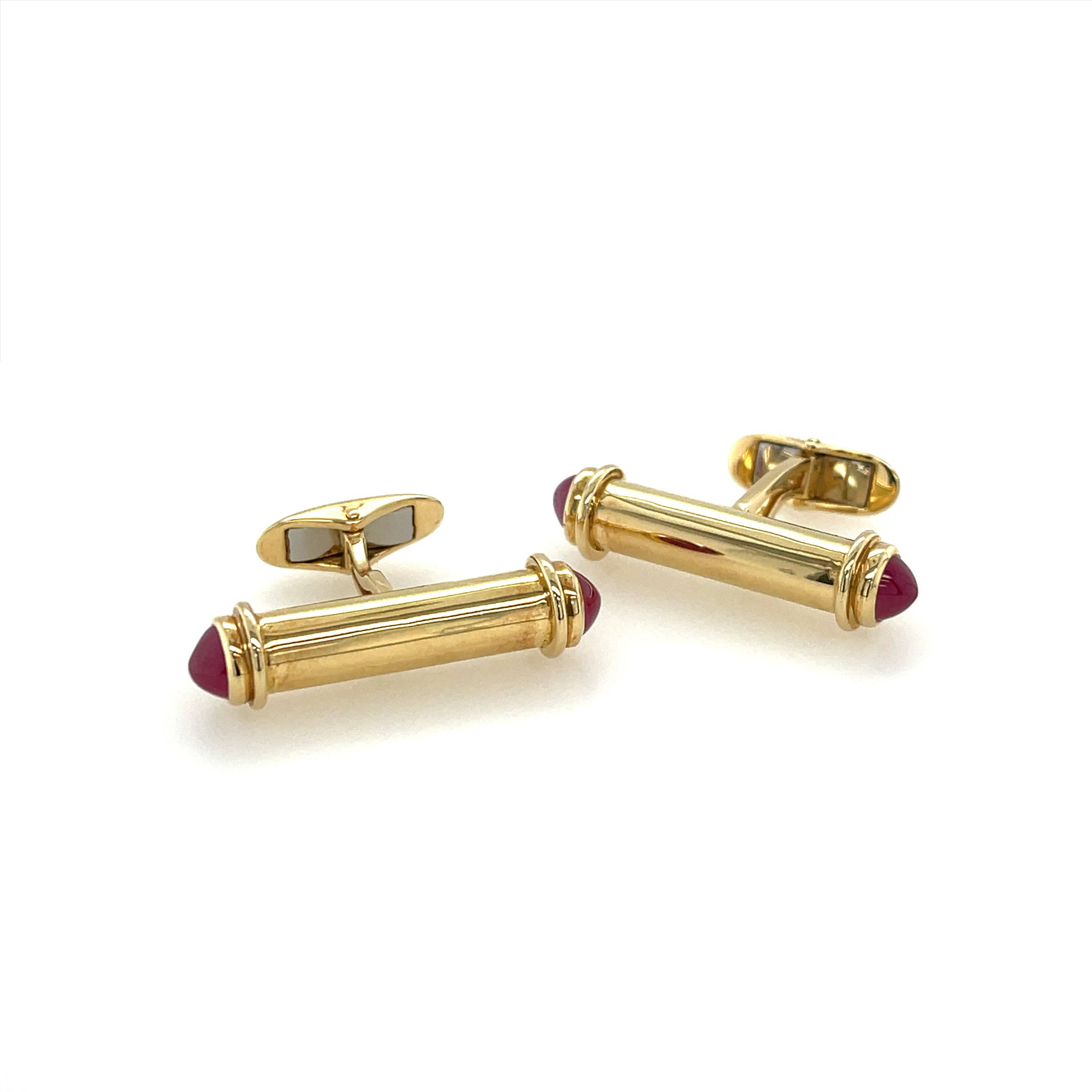 Golden Ruby Cufflinks - K.S. Sze & Sons