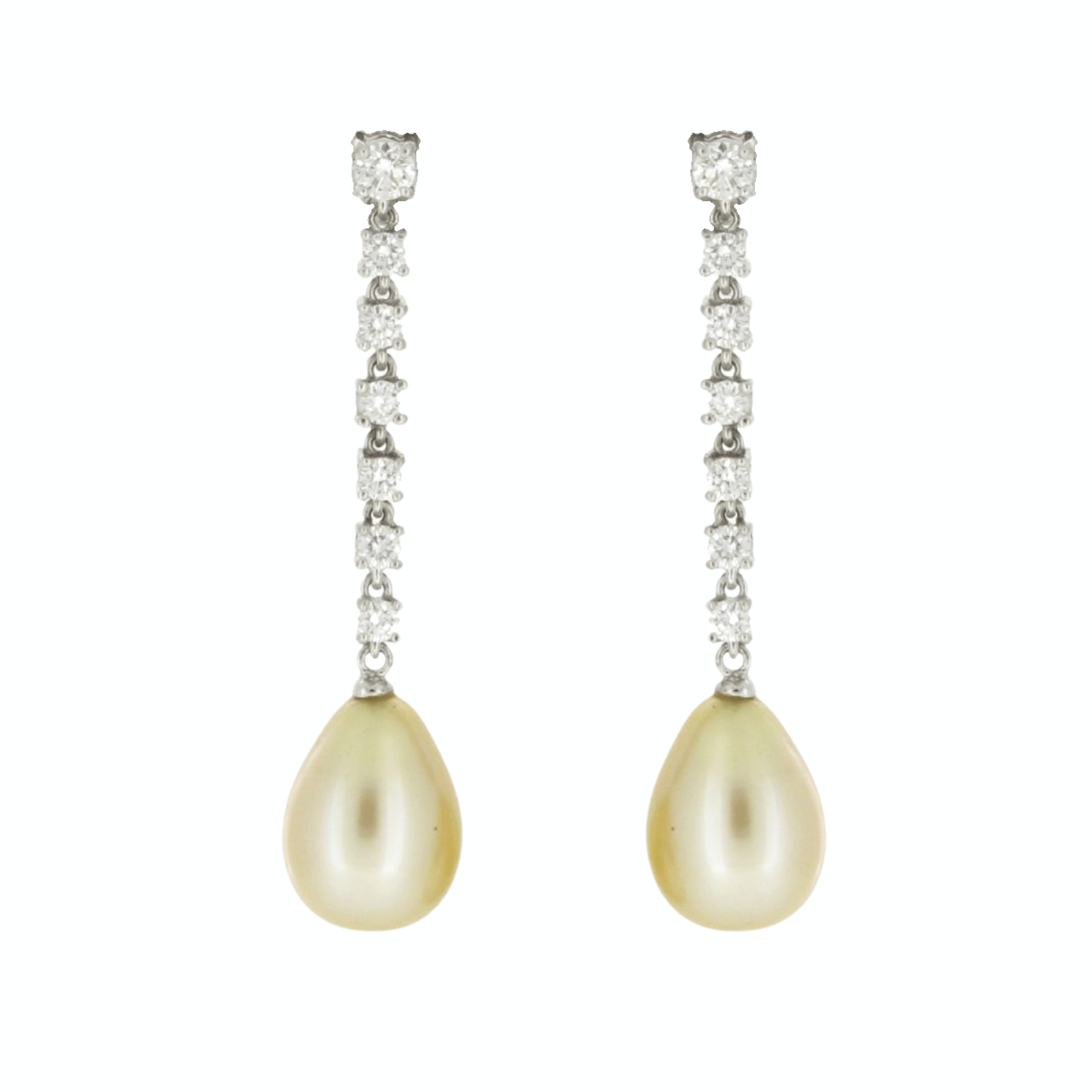 Golden South Sea Pearl & Diamond Earrings - K.S. Sze & Sons