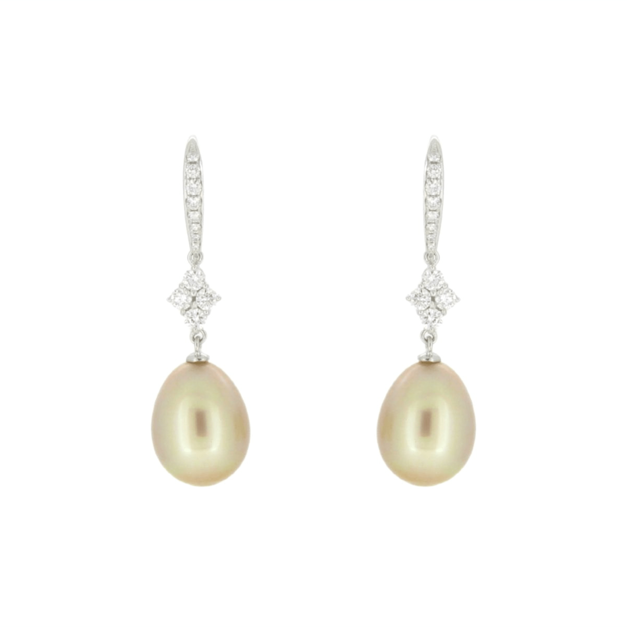 Golden South Sea Pearl & Diamond Earrings - K.S. Sze & Sons