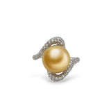 Golden South Sea Pearl & Diamond Ring