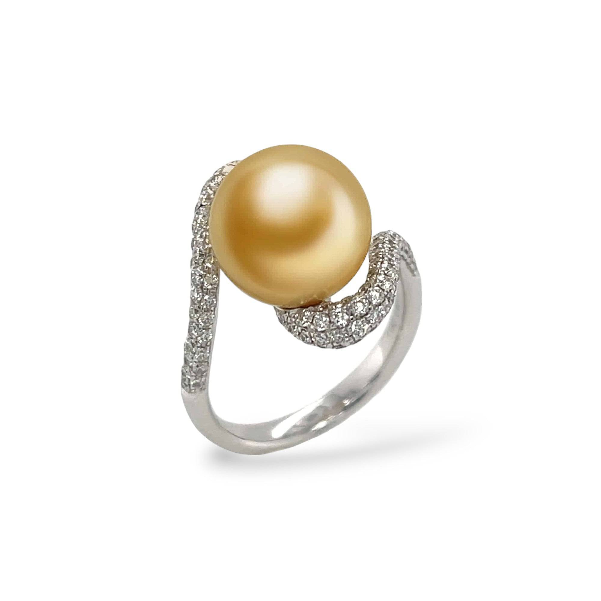 Golden South Sea Pearl & Diamond Ring - K.S. Sze & Sons