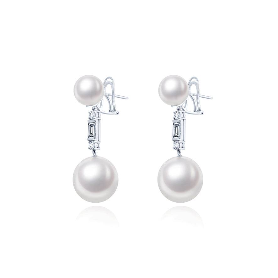 Grand Twin White South Sea Pearl Drop Earrings - K.S. Sze & Sons