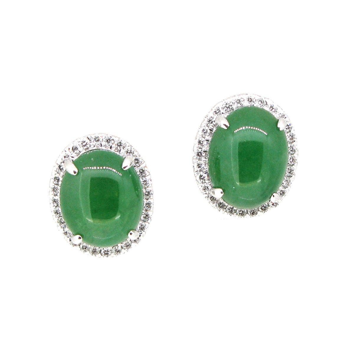 Green Jade and Diamond Studs - K.S. Sze & Sons