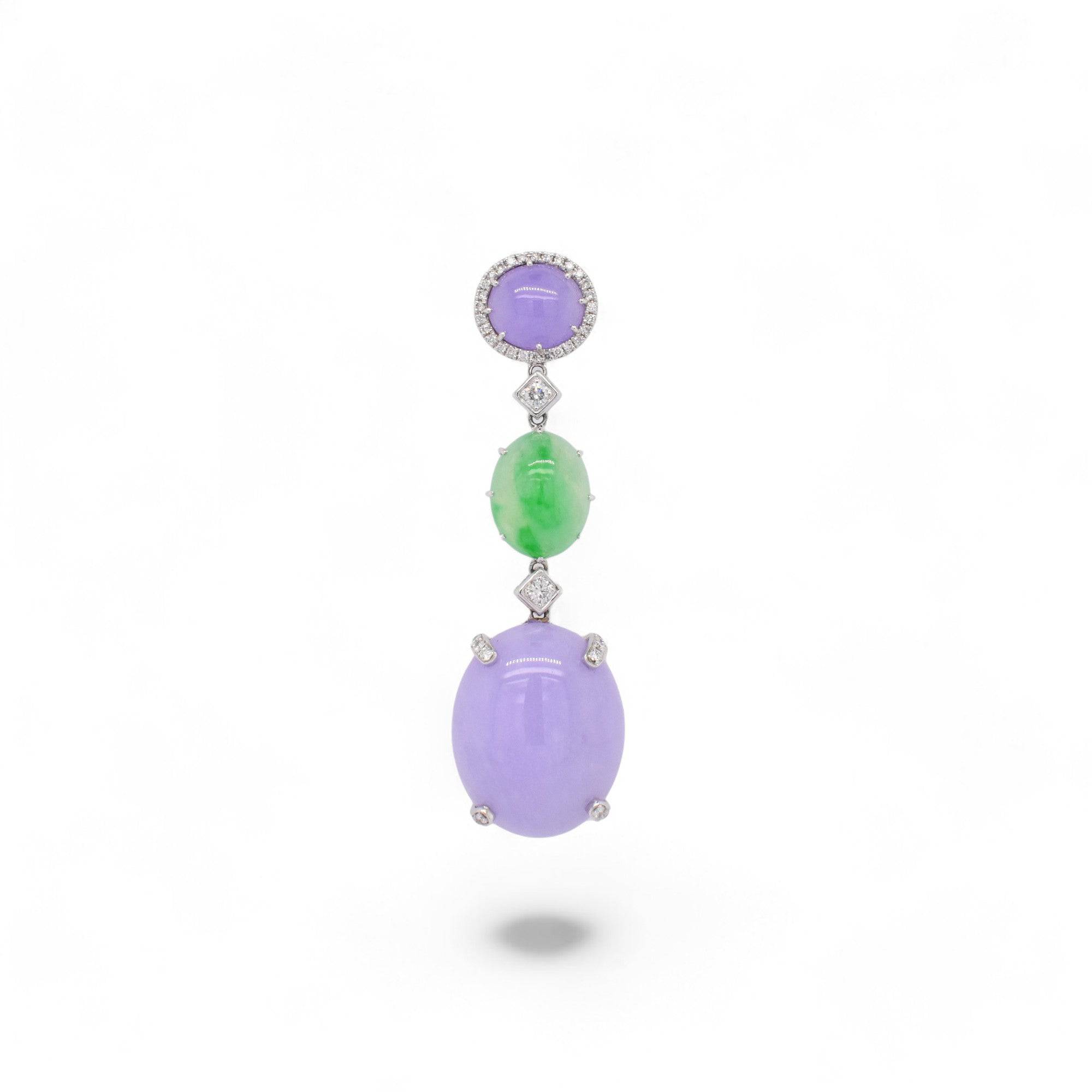 Green Jadeite, Lavender Jadeite and Diamond Pendant - K.S. Sze & Sons