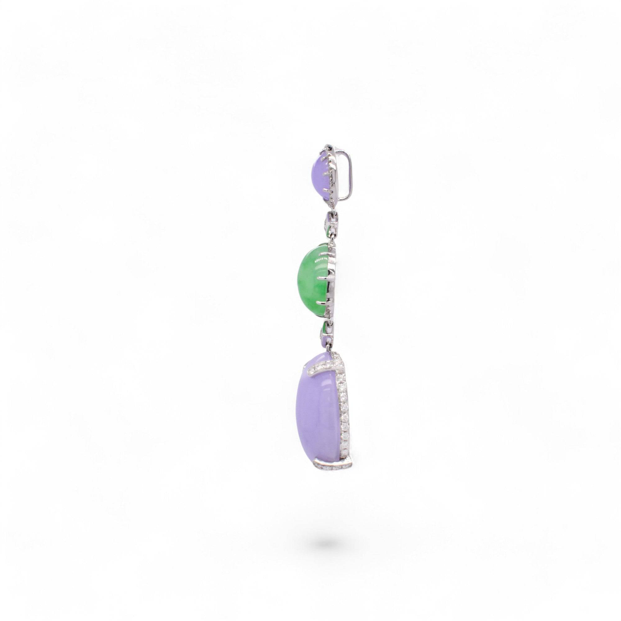 Green Jadeite, Lavender Jadeite and Diamond Pendant - K.S. Sze & Sons