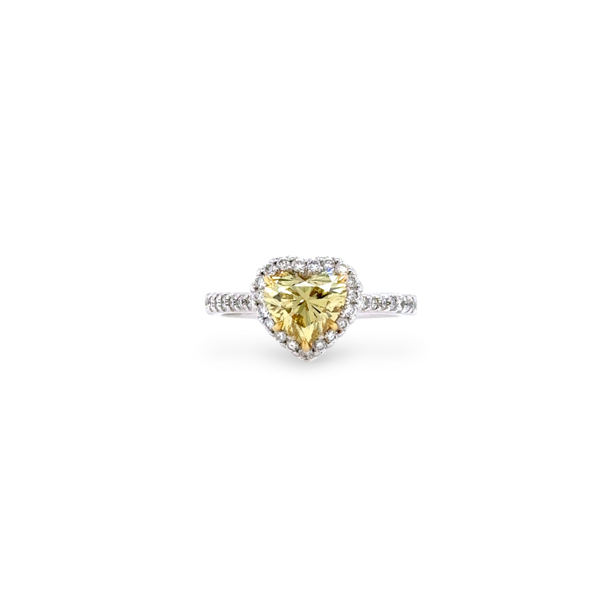 Heart-Shaped Fancy Yellow & White Diamond Ring (GIA Certificate) - K.S. Sze & Sons