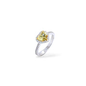 Heart-Shaped Fancy Yellow & White Diamond Ring (GIA Certificate) - K.S. Sze & Sons