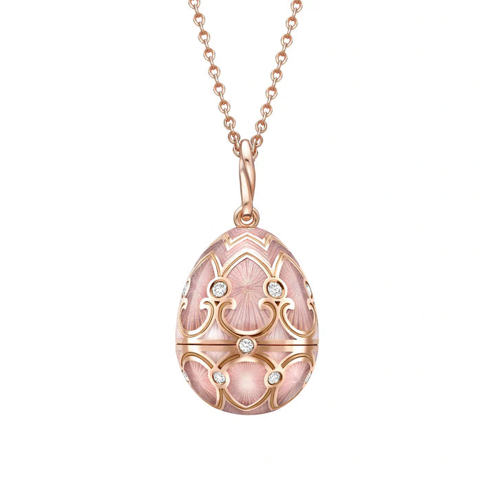 FABERGE Pink Guilloché Enamel Heart Surprise Locket - K.S. Sze & Sons