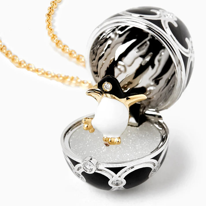 FABERGE Guilloché Enamel Penguin Surprise Locket - K.S. Sze & Sons