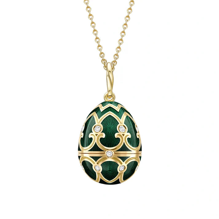 FABERGE Green Guilloché Enamel Panda Surprise Locket - K.S. Sze & Sons