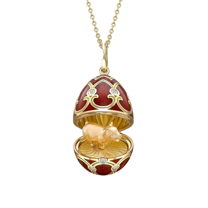 FABERGE Guilloché Enamel Year of the Pig Surprise Locket - K.S. Sze & Sons