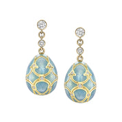 FABERGE Turquoise Guilloché Enamel Egg Drop Earrings - K.S. Sze & Sons