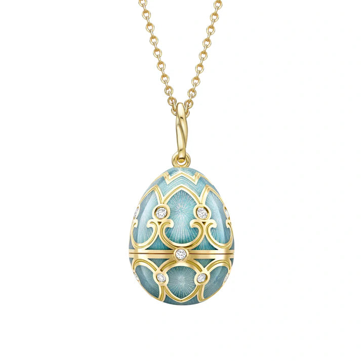 FABERGE Turquoise Guilloché Enamel Hen Surprise Locket - K.S. Sze & Sons