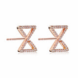 Infinity Ear Studs in Rose Gold with Diamonds