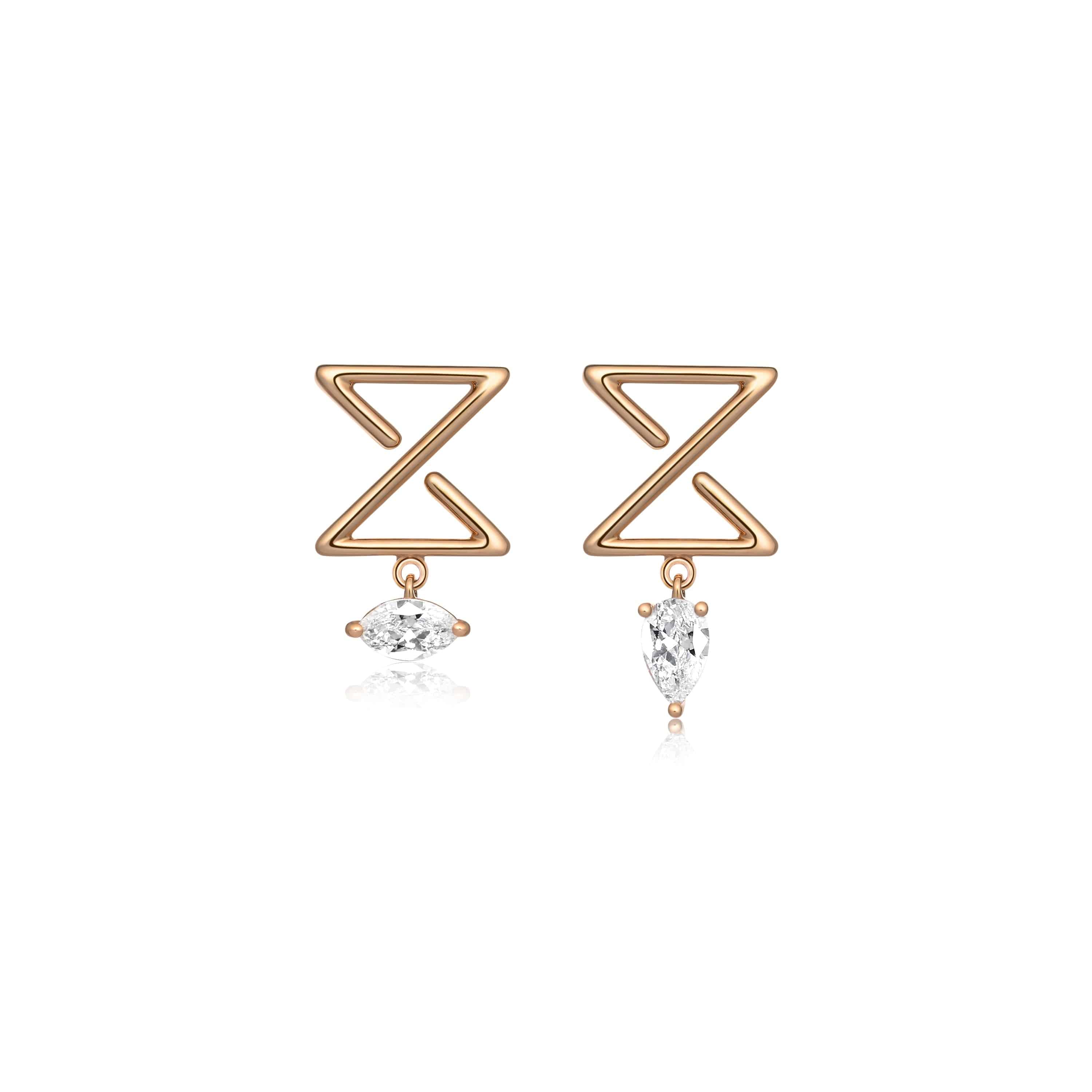 Infinity Ear Studs In Rose Gold With Pear And Marquise Diamonds - K.S. Sze & Sons