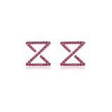Infinity Ear Studs In White Gold With Ruby