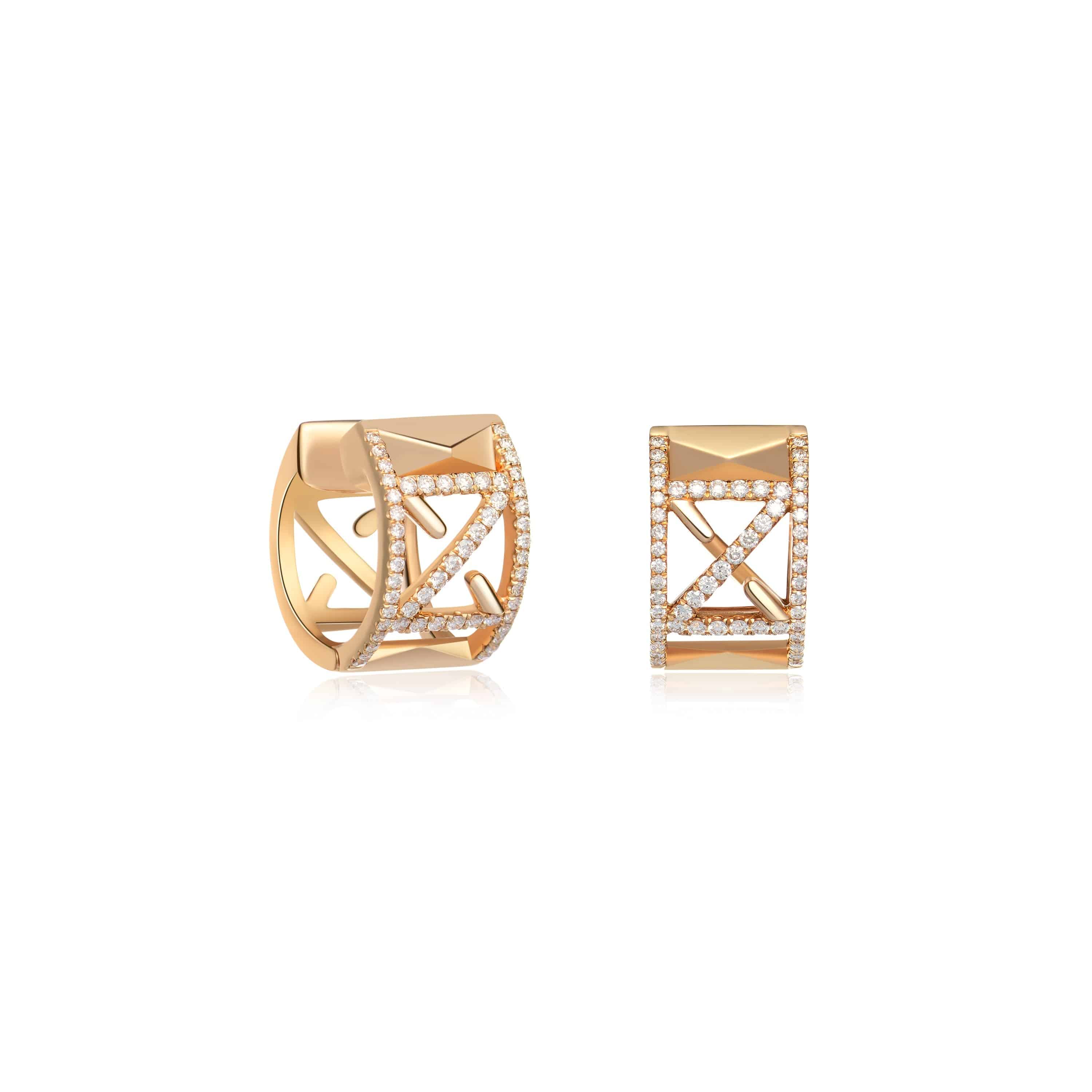 Infinity Hoop Earrings In Rose Gold With Diamonds
