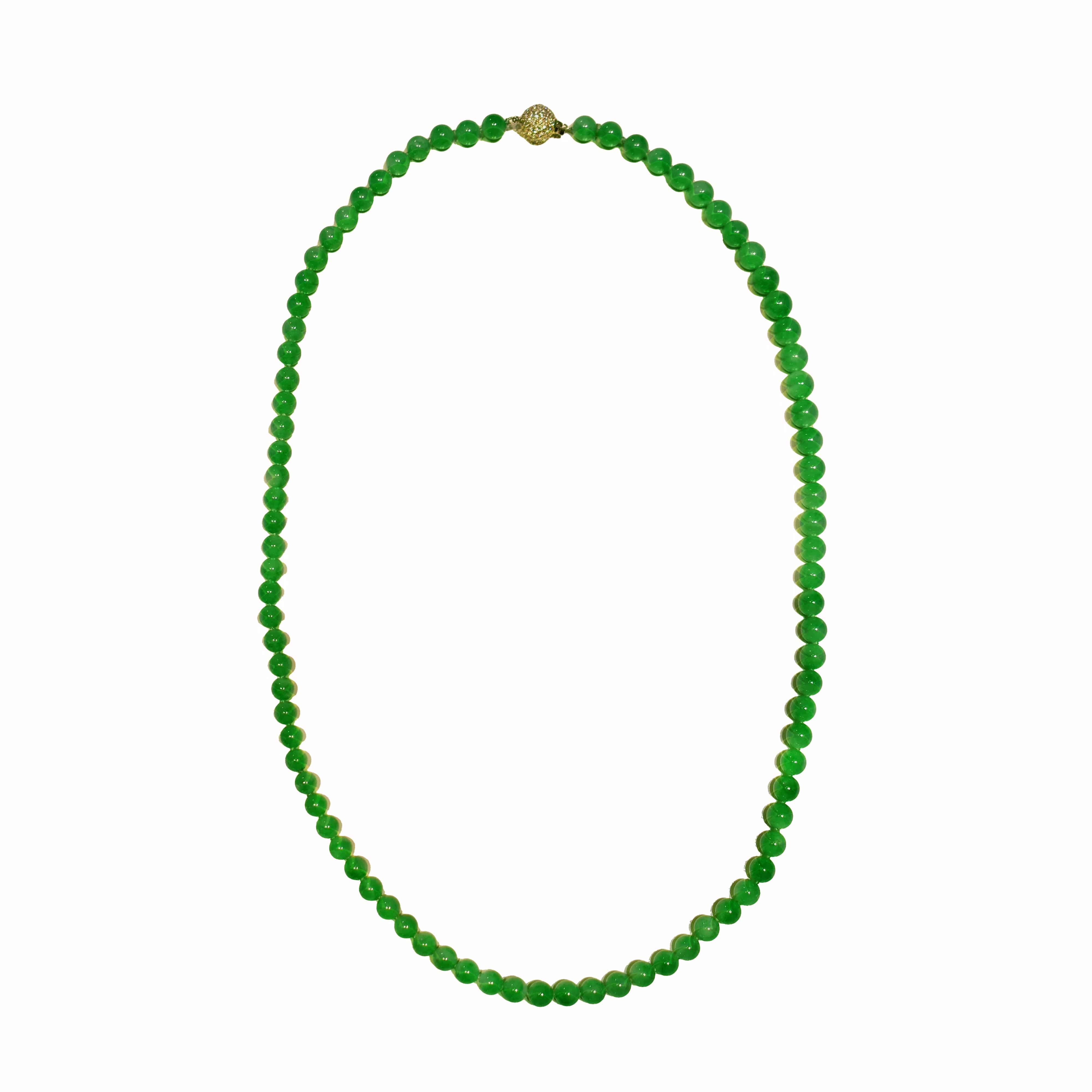 Jade Beads Necklace with Diamond Clasp - K.S. Sze & Sons