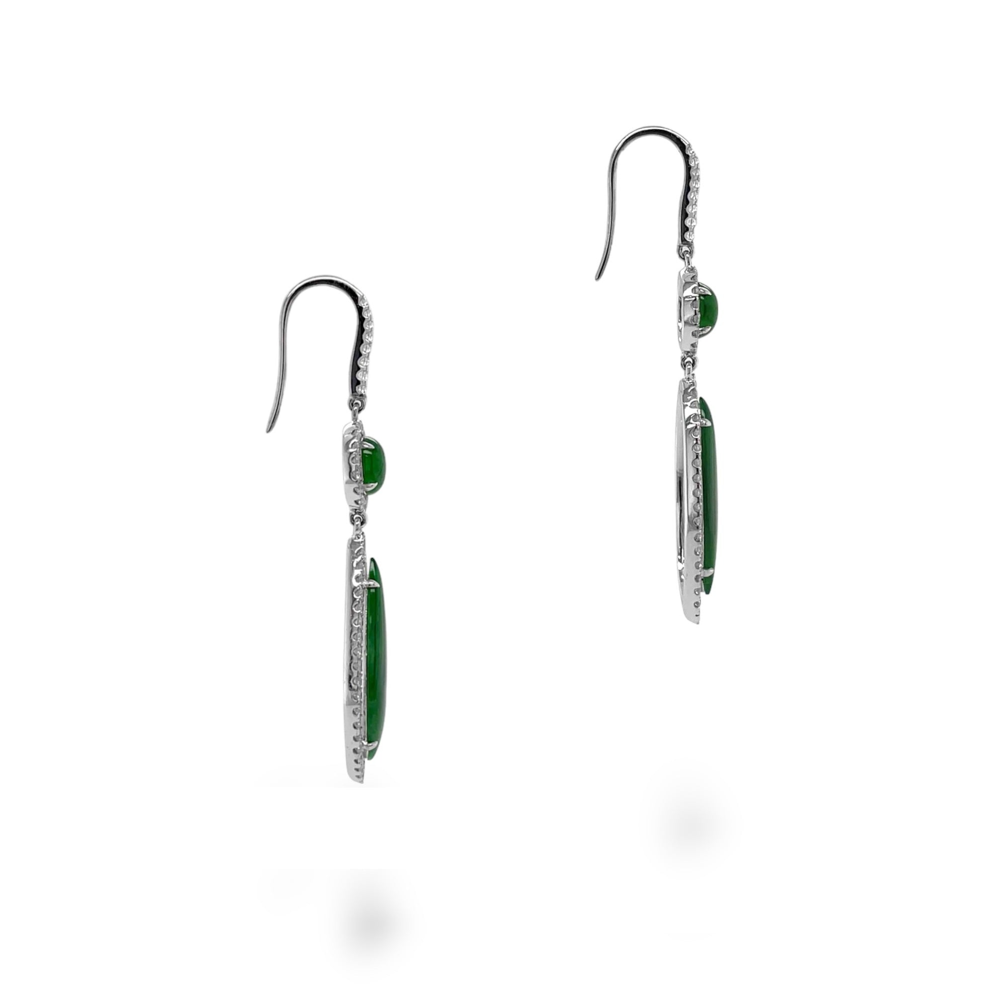 Jadeite & Diamond Drop Earrings - K.S. Sze & Sons