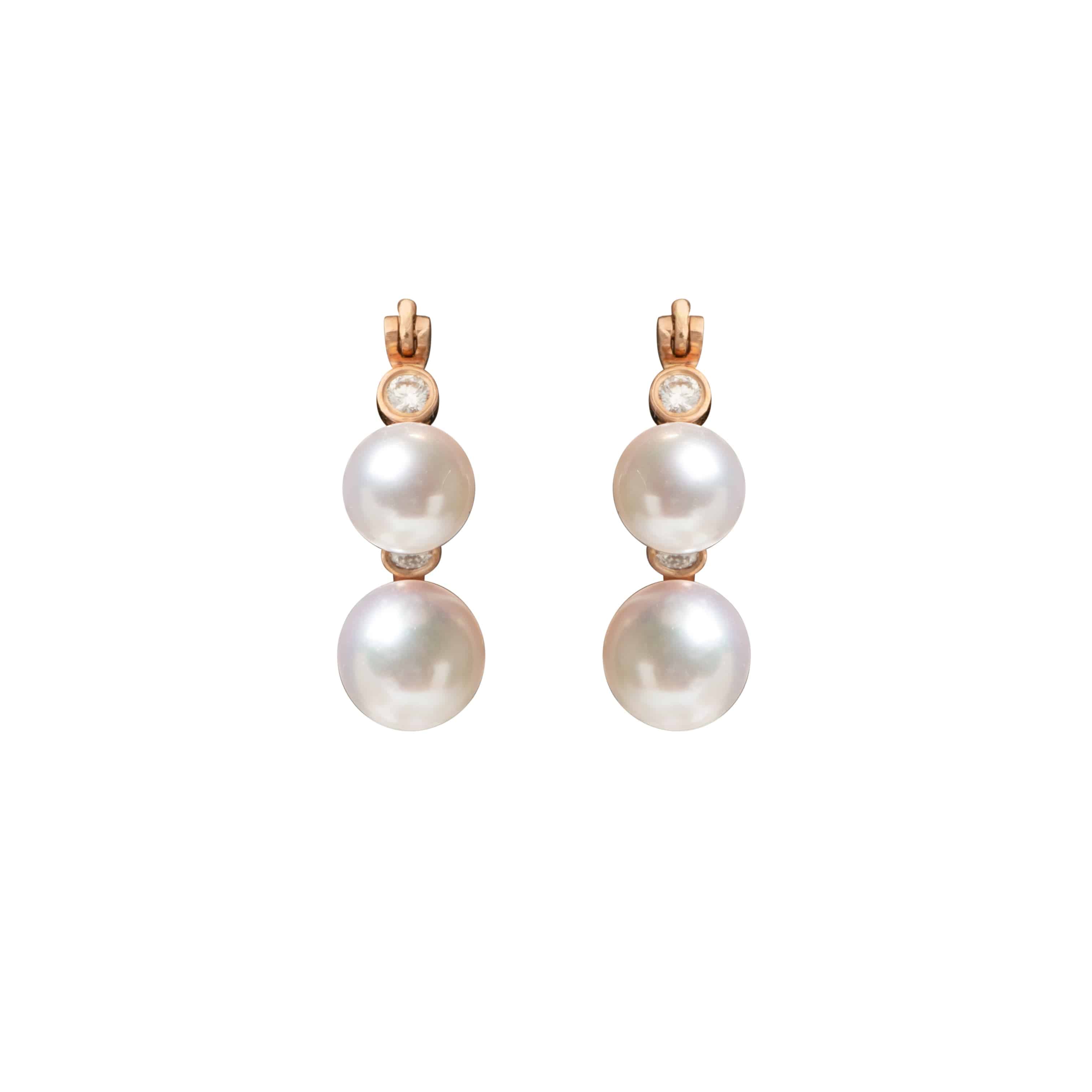 Japanese Cultured Pearl & Diamond Earrings - K.S. Sze & Sons