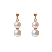 Japanese Cultured Pearl & Diamond Earrings