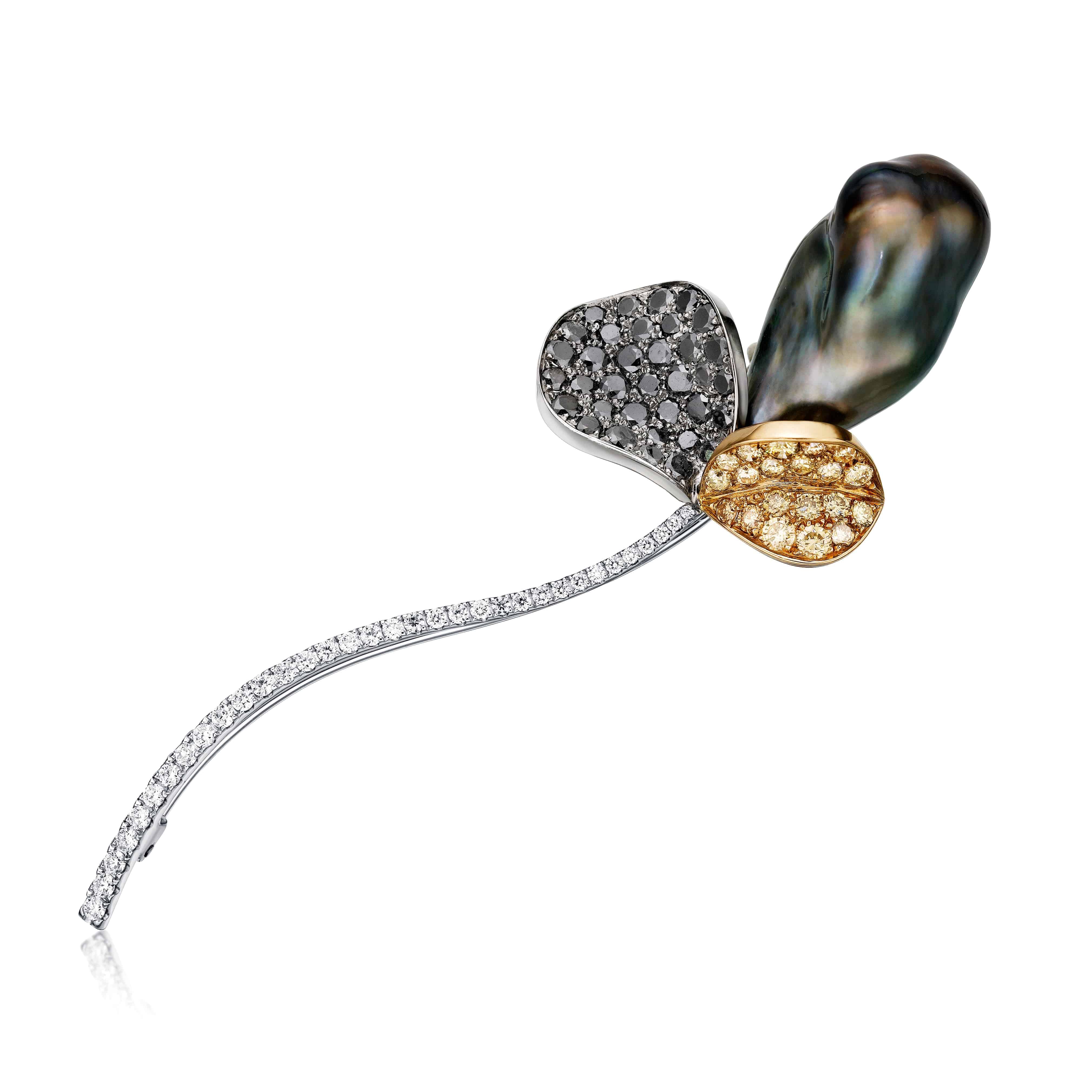 Keshi Pearl Budding Brooch - K.S. Sze & Sons