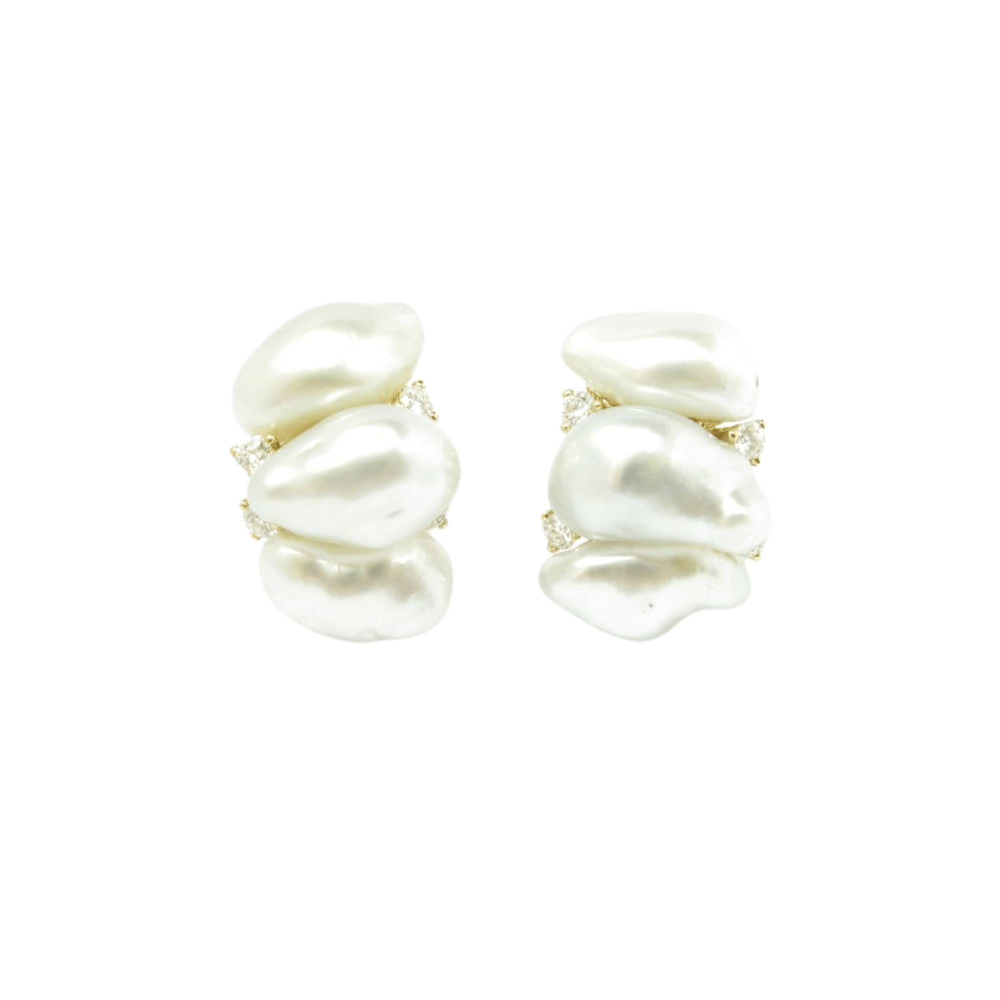 Keshi Pearl & Diamond Earrings - K.S. Sze & Sons