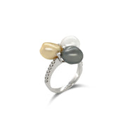 Keshi Pearl & Diamond Ring