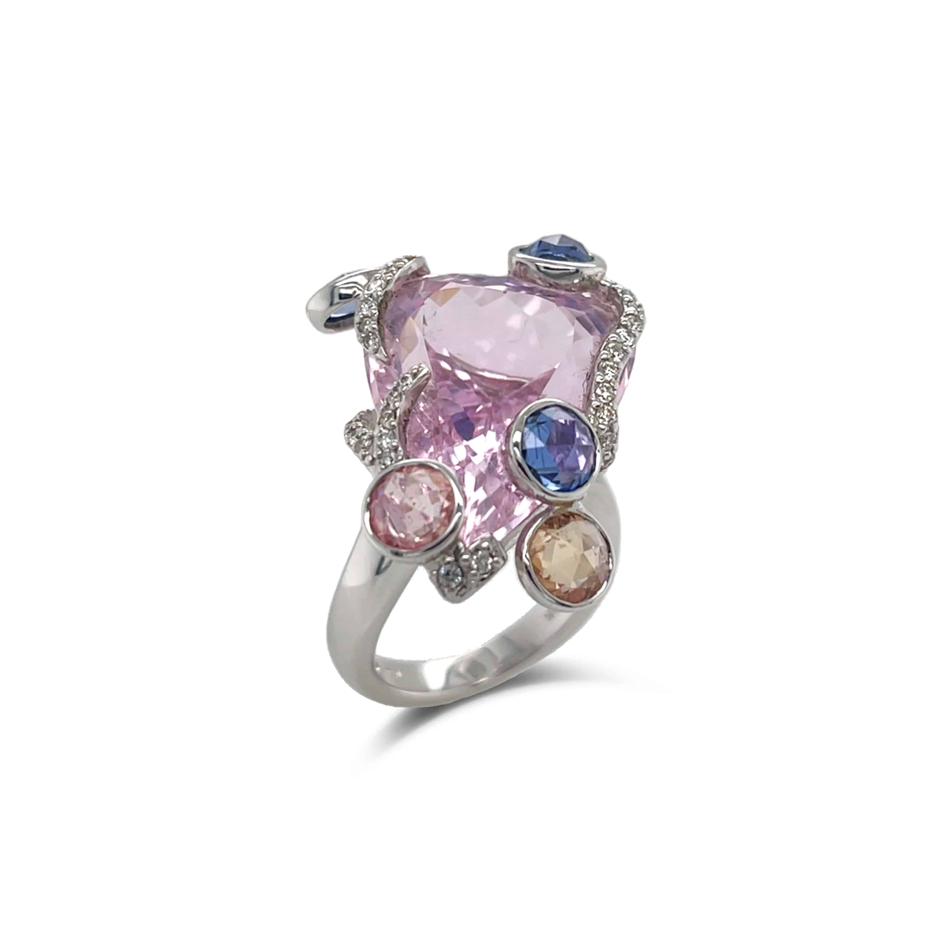 Kunzite, Sapphire & Diamond Ring - K.S. Sze & Sons