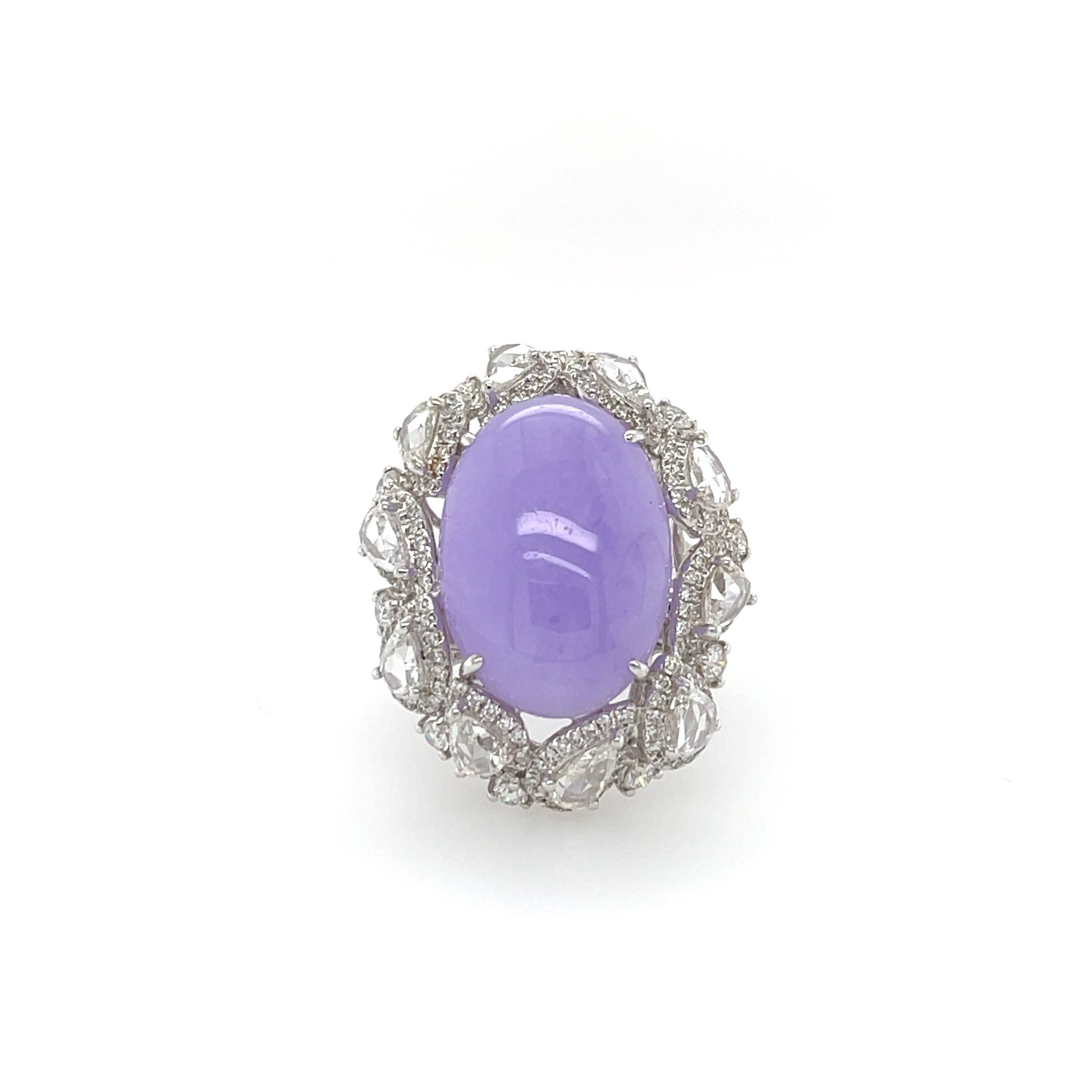 Lavender Jade & Diamond Ring - K.S. Sze & Sons