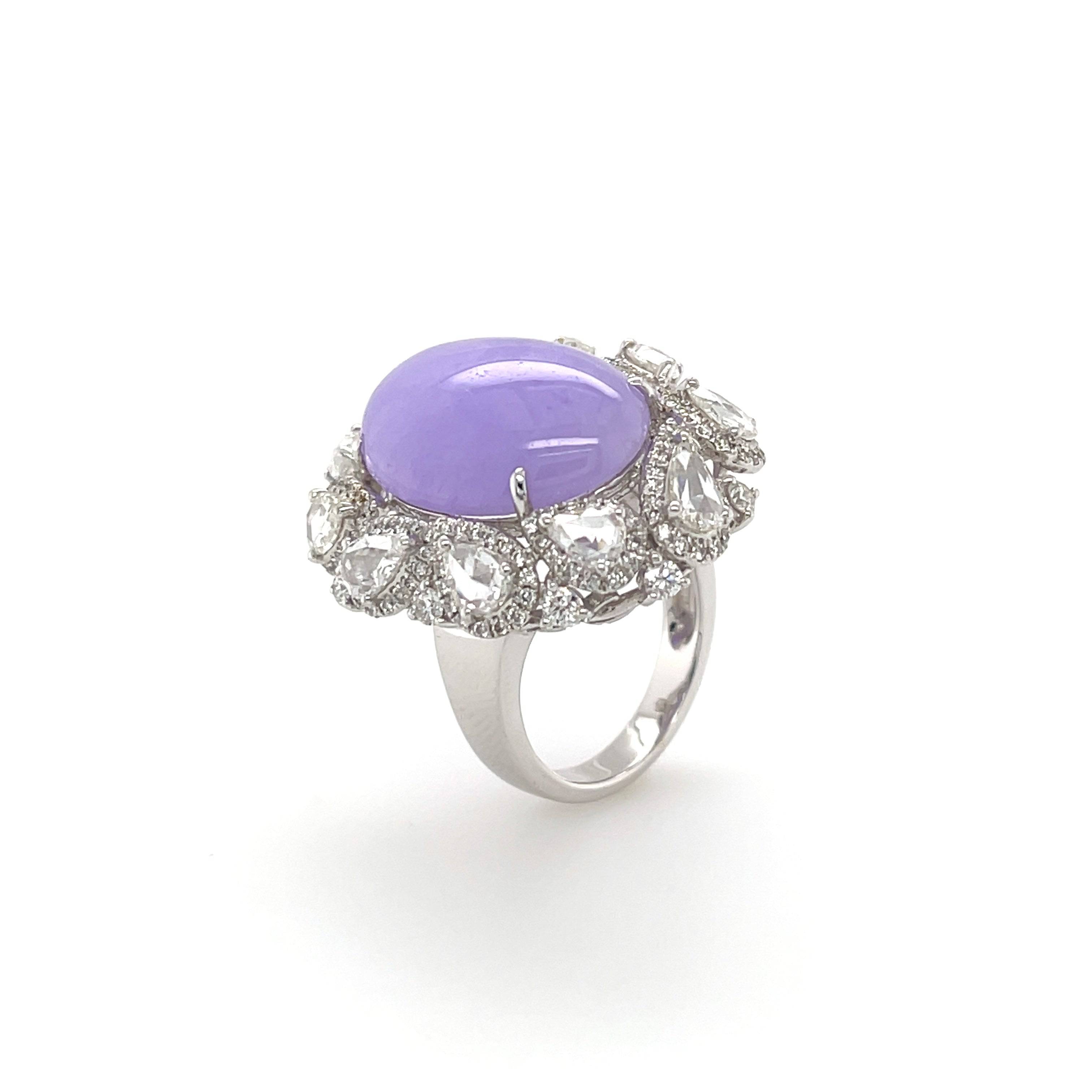 Lavender Jade & Diamond Ring - K.S. Sze & Sons