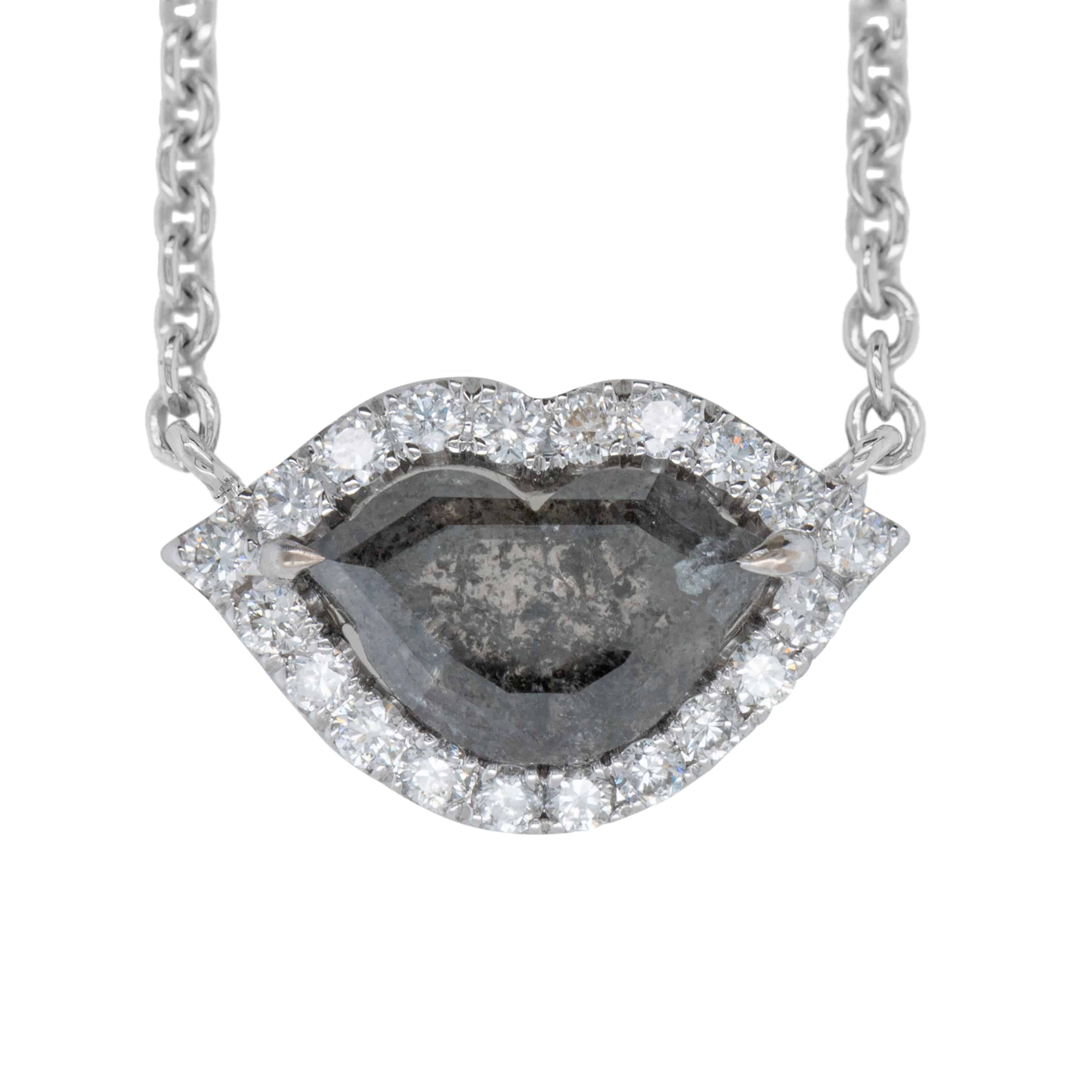 Lip Shaped Black & White Diamond Necklace - K.S. Sze & Sons