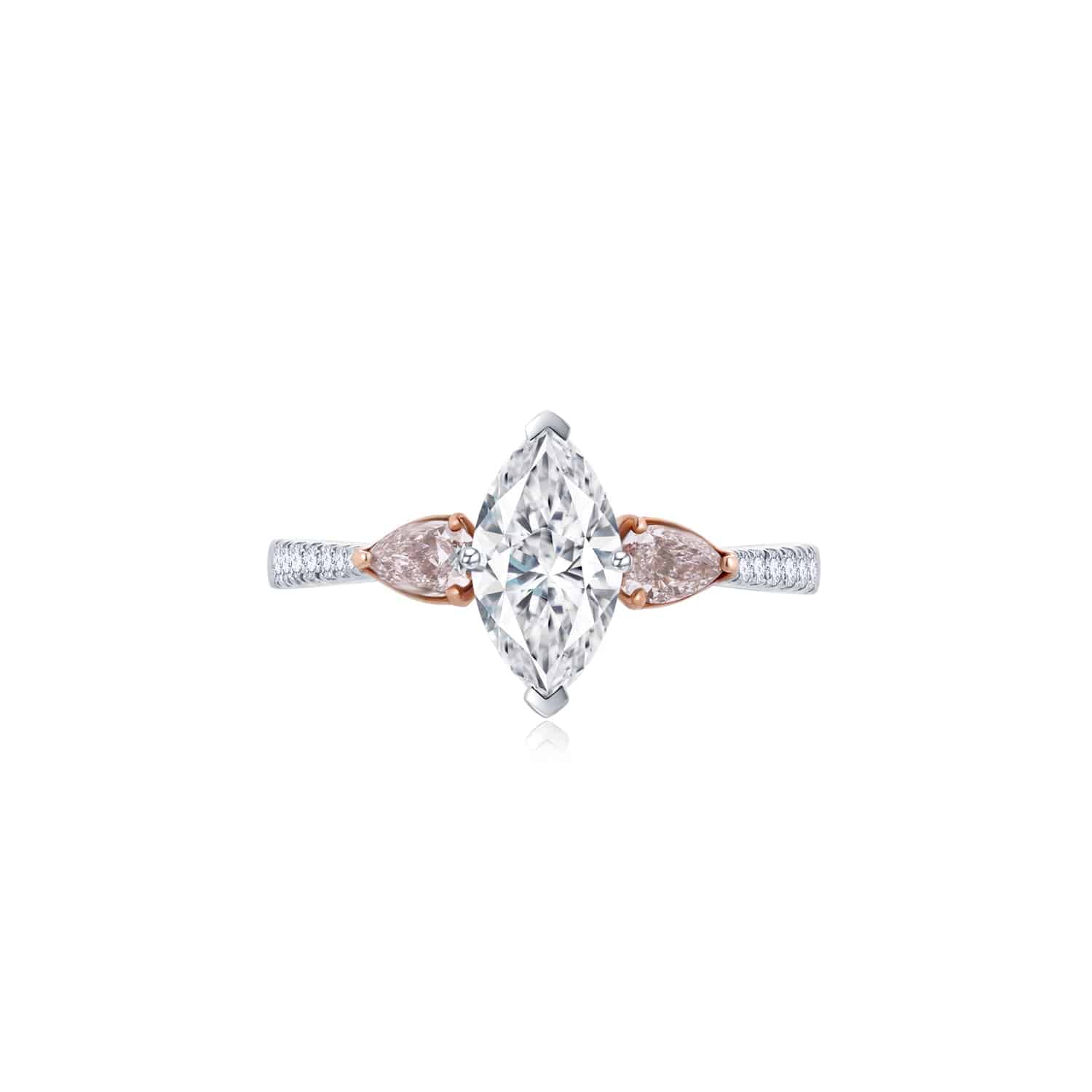 Marquise Diamond & Pink Diamond Ring - K.S. Sze & Sons