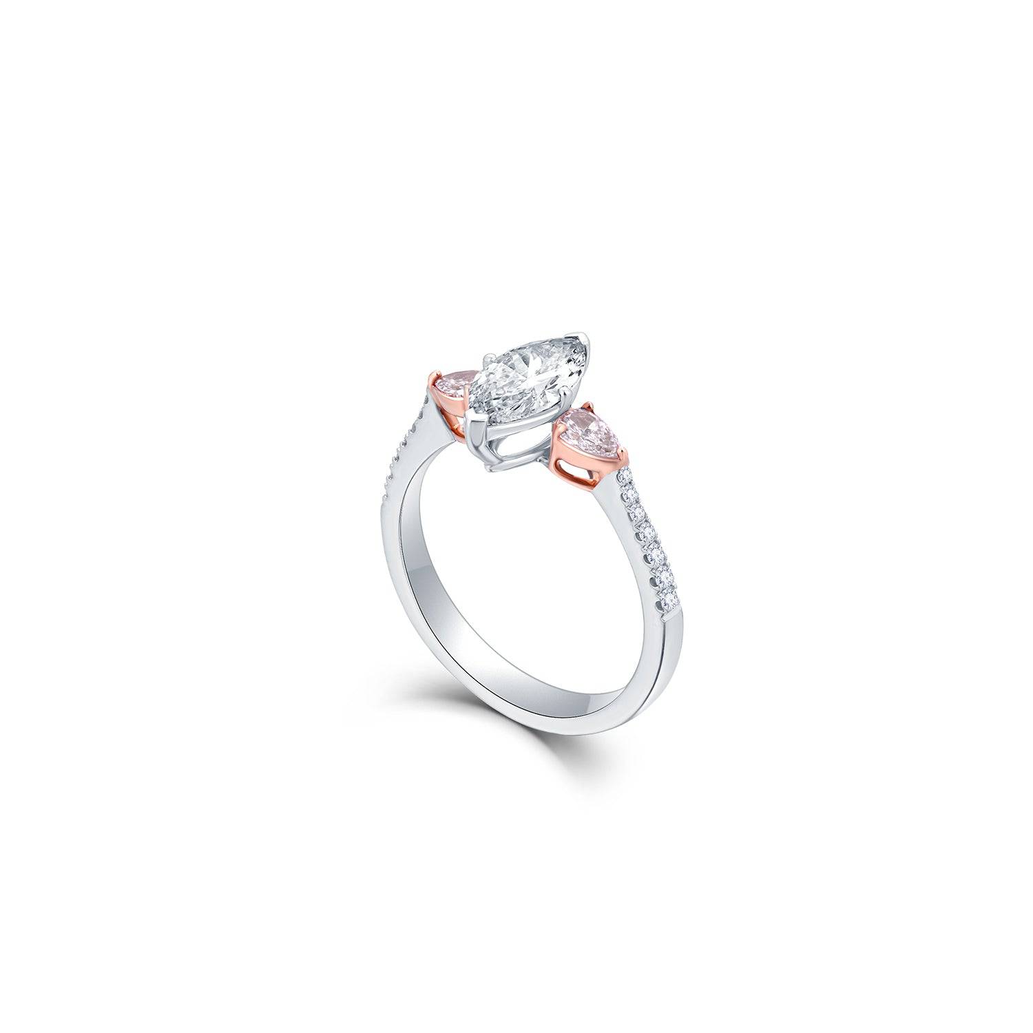 Marquise Diamond & Pink Diamond Ring - K.S. Sze & Sons