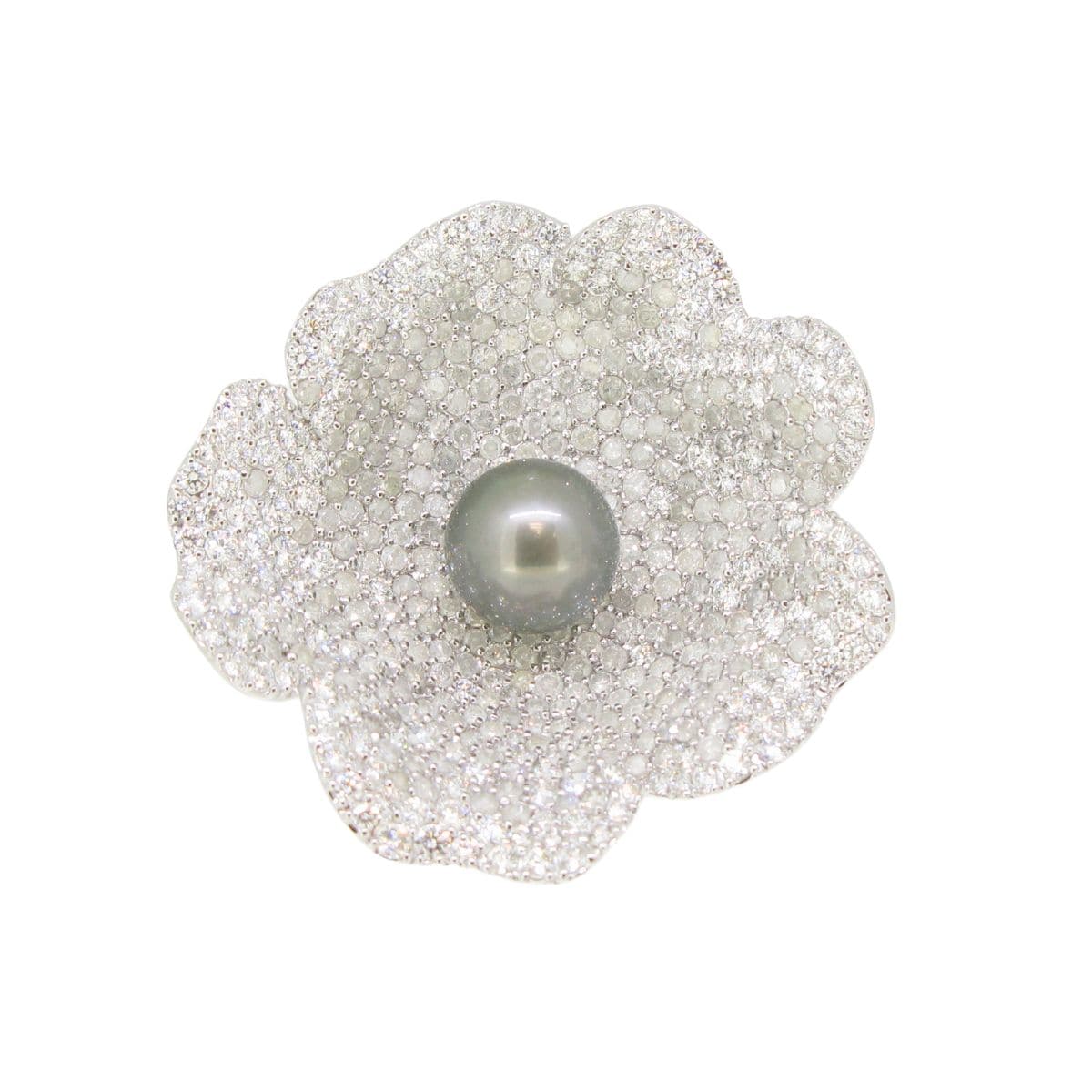 Milky Diamond Tahitian Pearl Brooch - K.S. Sze & Sons