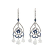 Moonstone, Sapphire & Diamond Drop Earrings