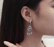 Moonstone, Sapphire & Diamond Drop Earrings - K.S. Sze & Sons