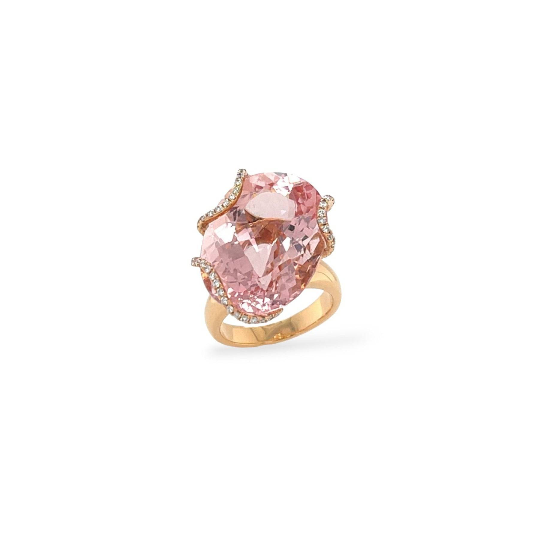 Morganite & White Diamond Ring - K.S. Sze & Sons