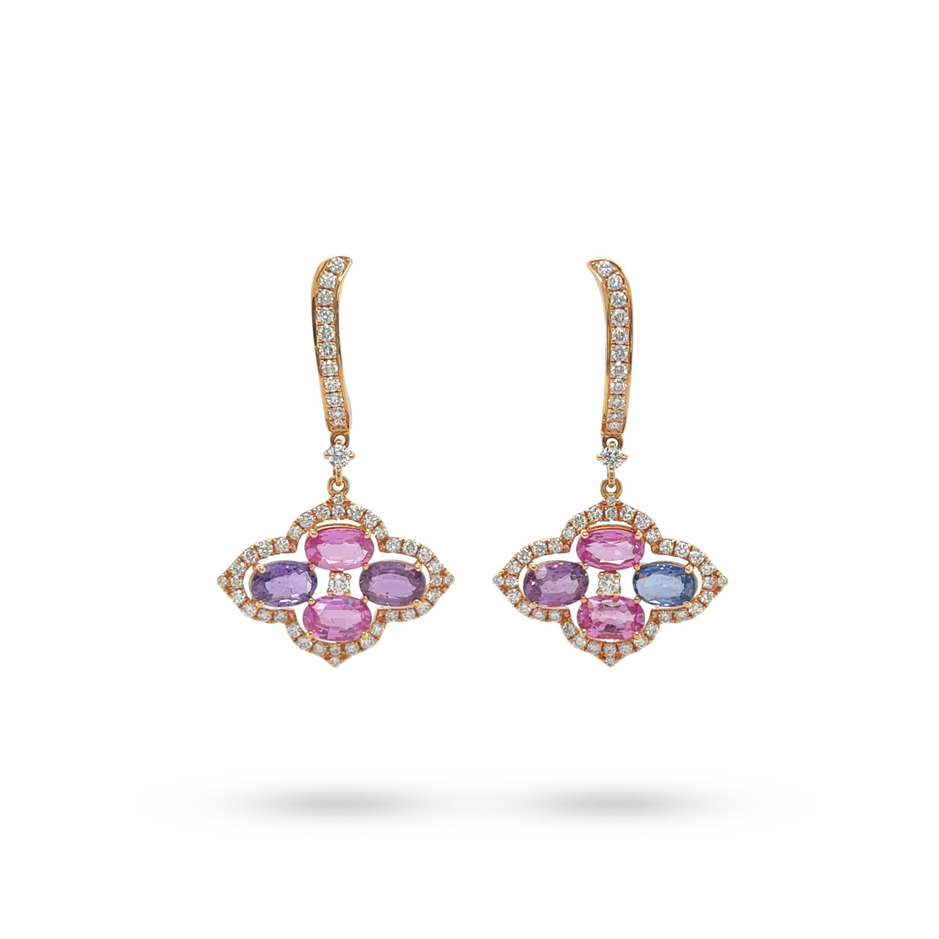 Multi Color Sapphire & Diamond Earrings - K.S. Sze & Sons