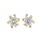 Multicolored Sapphire & Diamond Earrings