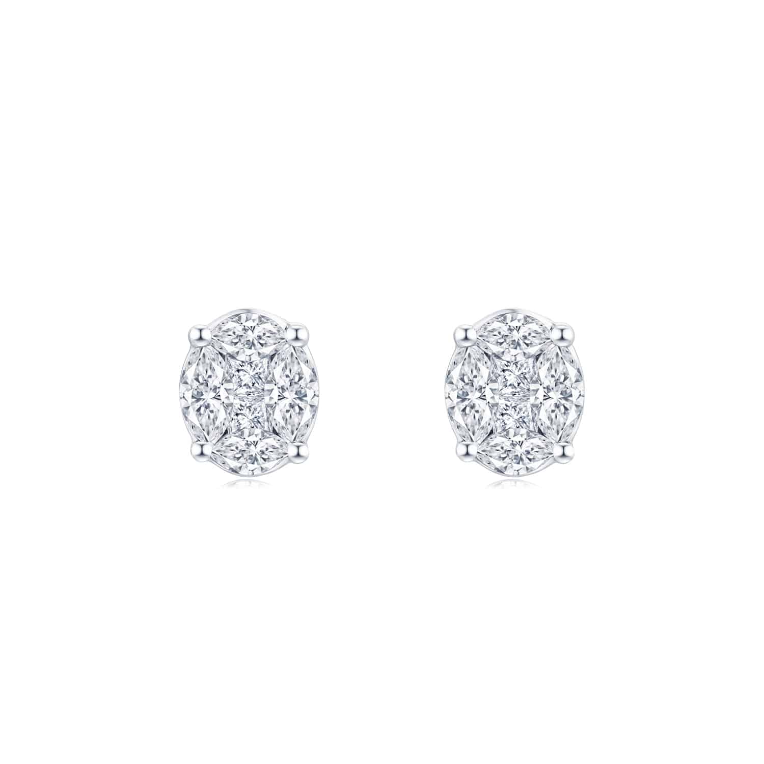 Oval-Shaped Diamond Illusion Earrings