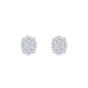 Oval-Shaped Diamond Illusion Earrings