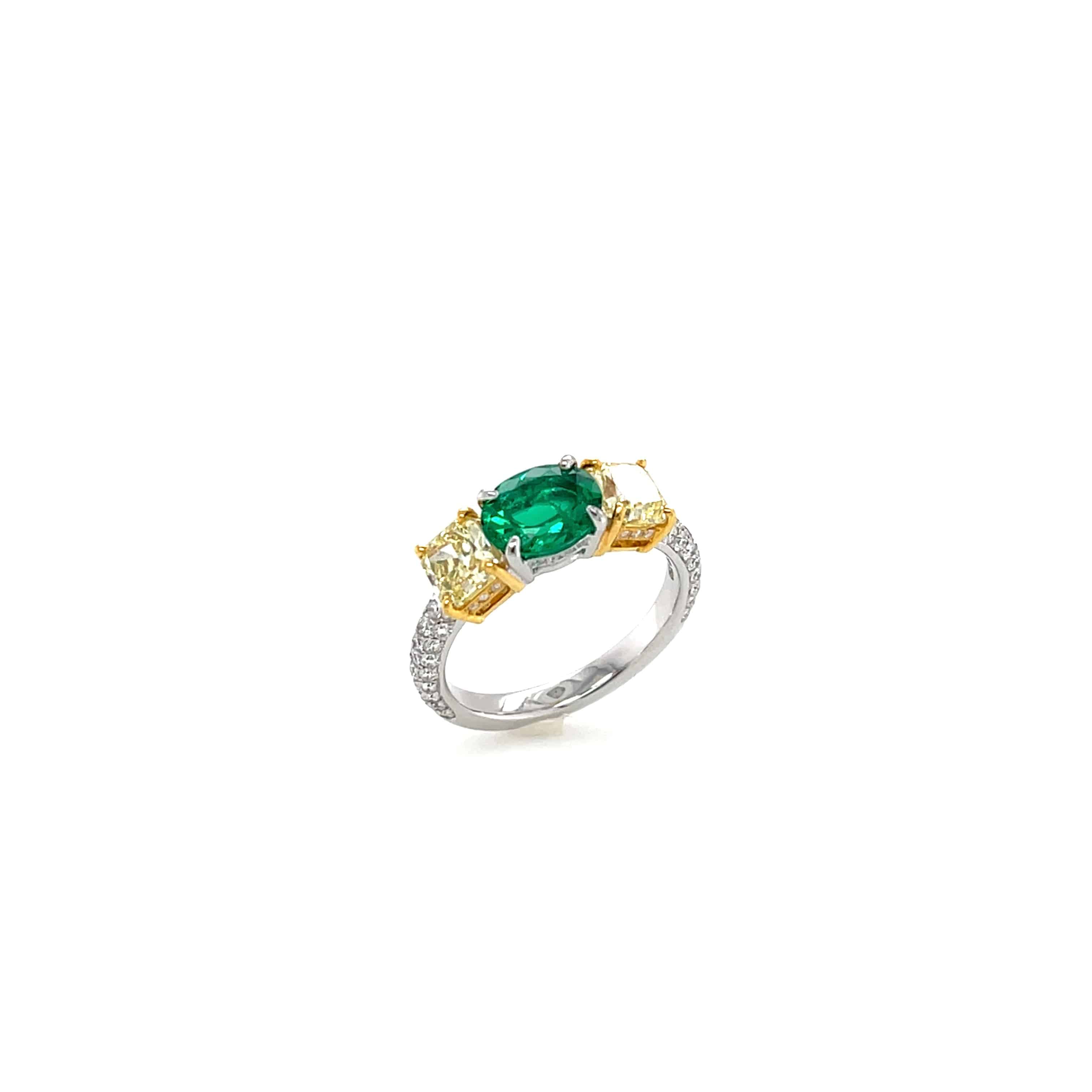 Oval Shaped Emerald & Diamond Ring (Gubelin Certificate) - K.S. Sze & Sons