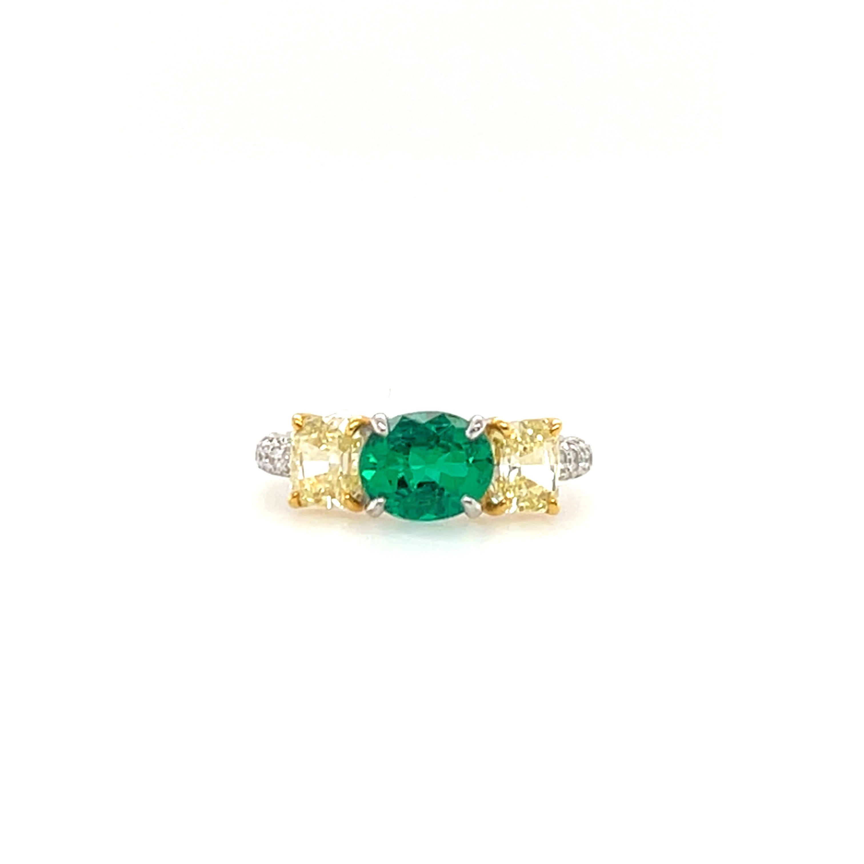 Oval Shaped Emerald & Diamond Ring (Gubelin Certificate) - K.S. Sze & Sons