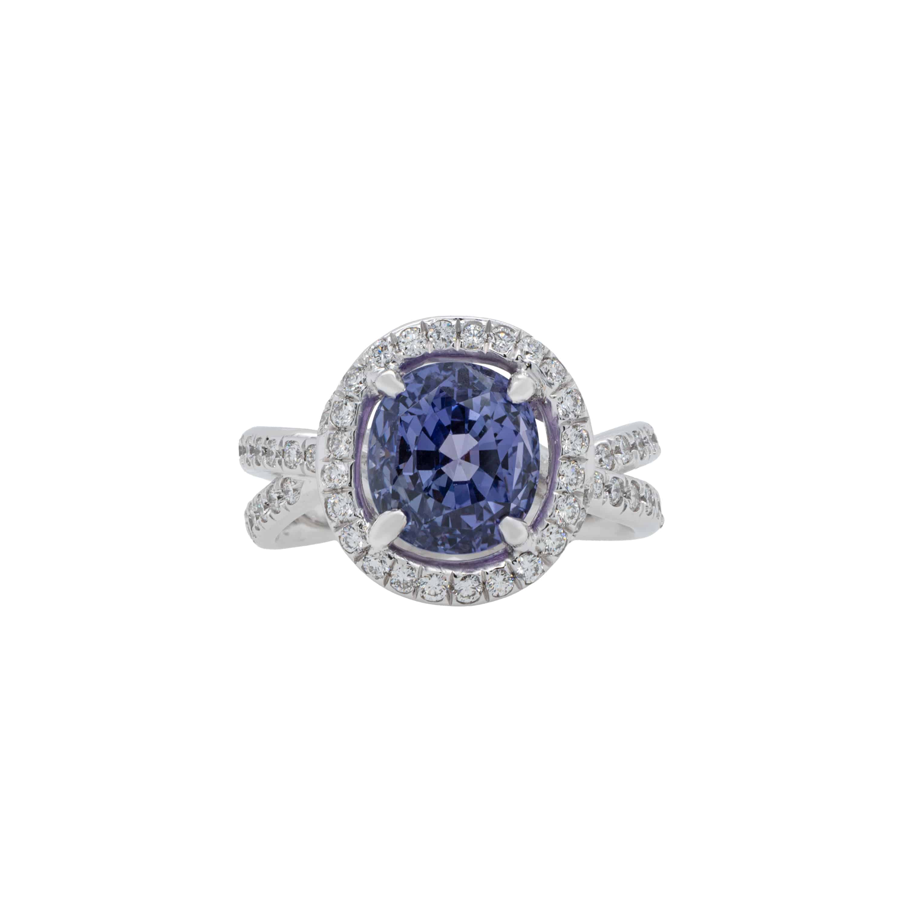 Oval-Shaped Purple Sapphire & Diamond Ring (GIA Certificate) - K.S. Sze & Sons