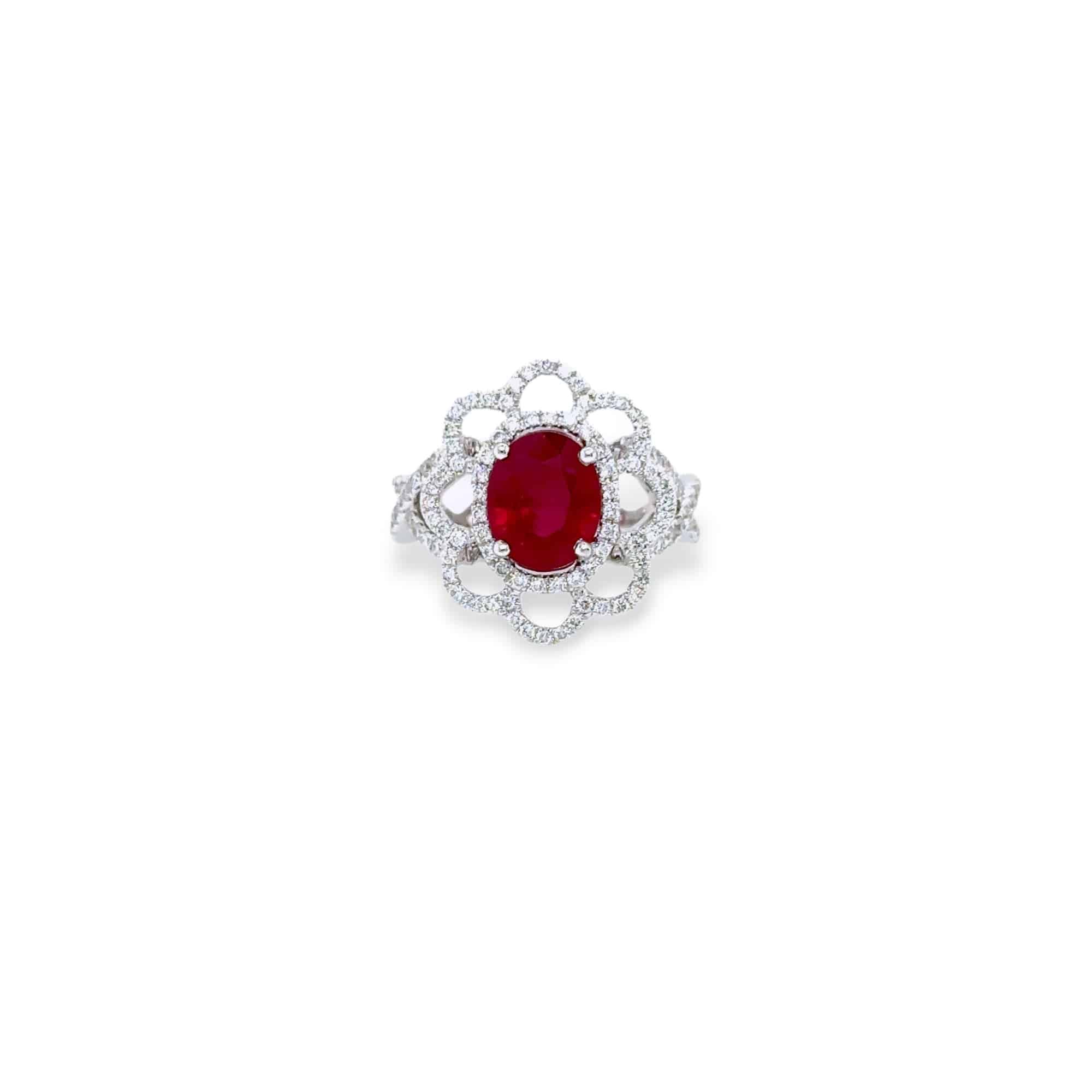 Oval-Shaped Ruby & Diamond Ring (GRS Certificate) - K.S. Sze & Sons